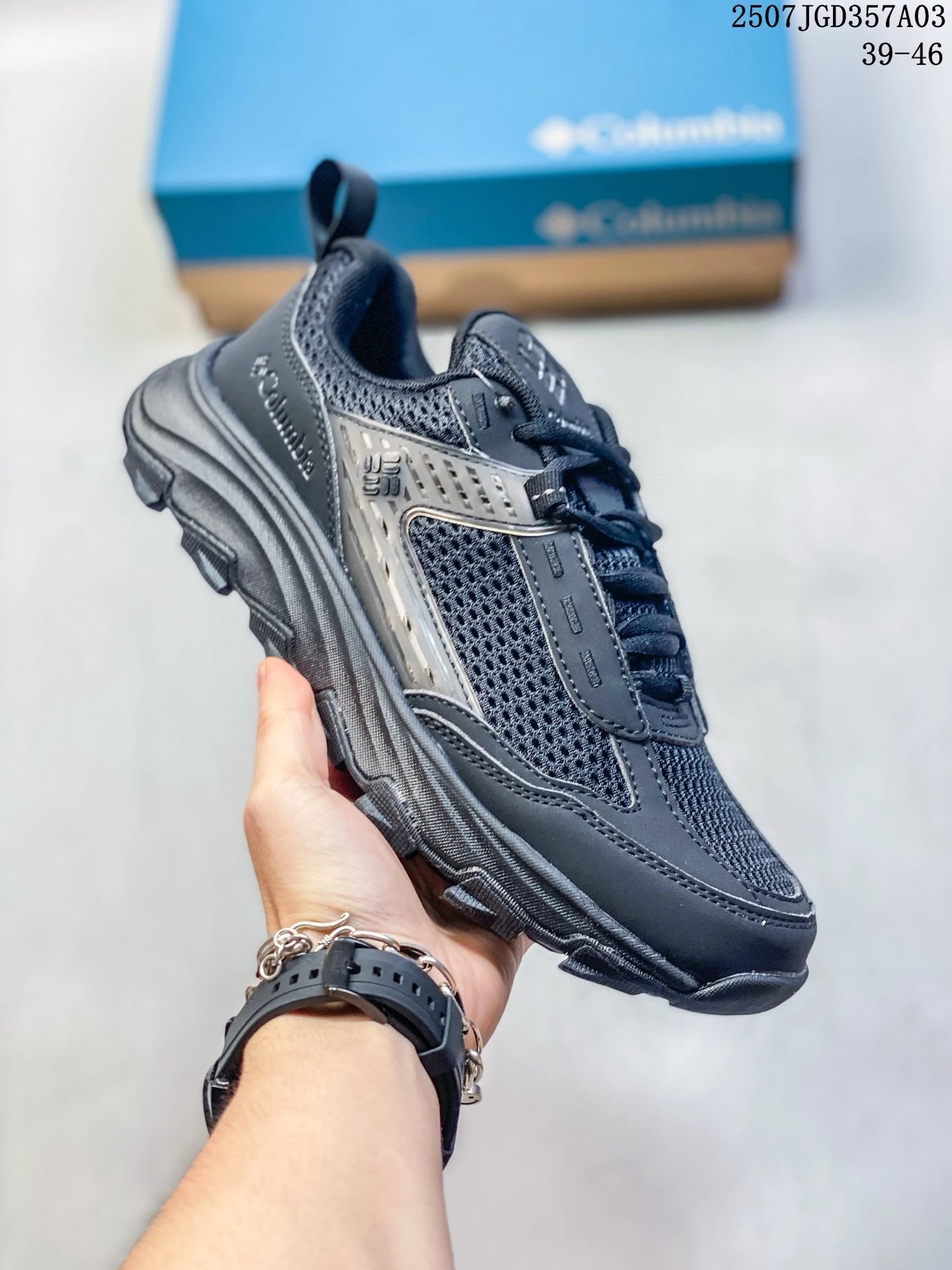 Lightweight Mesh Hiking Sneakers Steel Blue - Gallery Image 1 - Detailed View