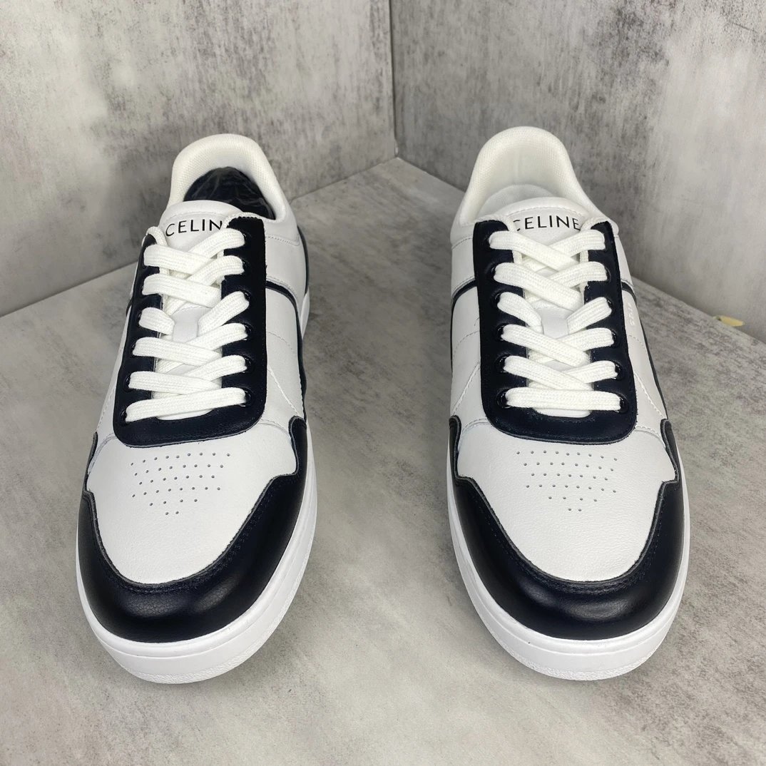 CT-10 Leather Low Top Sneakers Retro White Navy - Gallery Image 4 - Detailed View