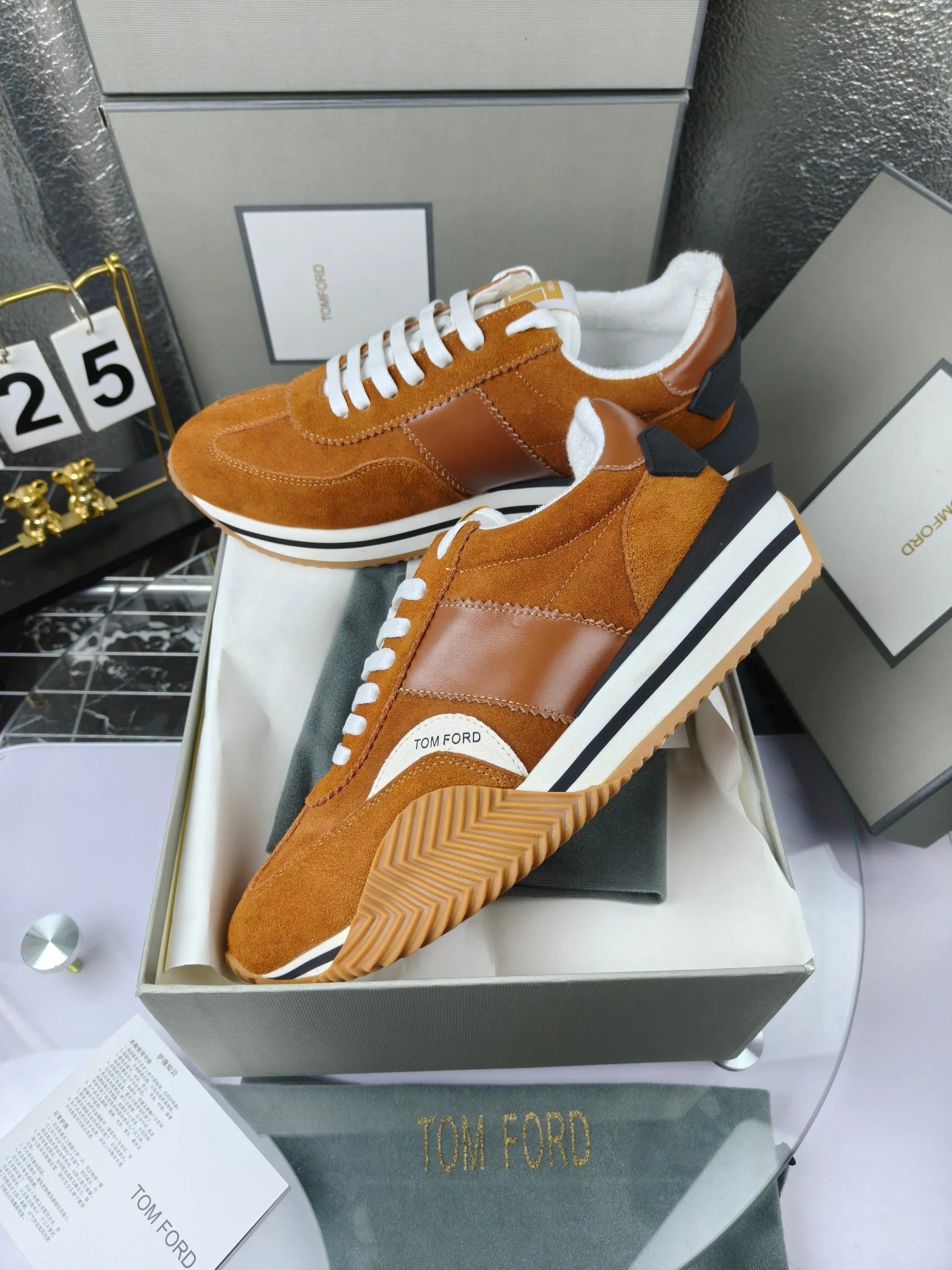Retro Suede Platform Sneakers Amber Brown - Gallery Image 5 - Detailed View