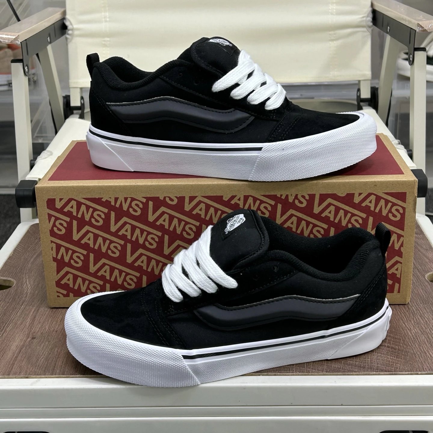 Knu Skool Low Top Skate Shoes Midnight Black - Gallery Image 9 - Detailed View