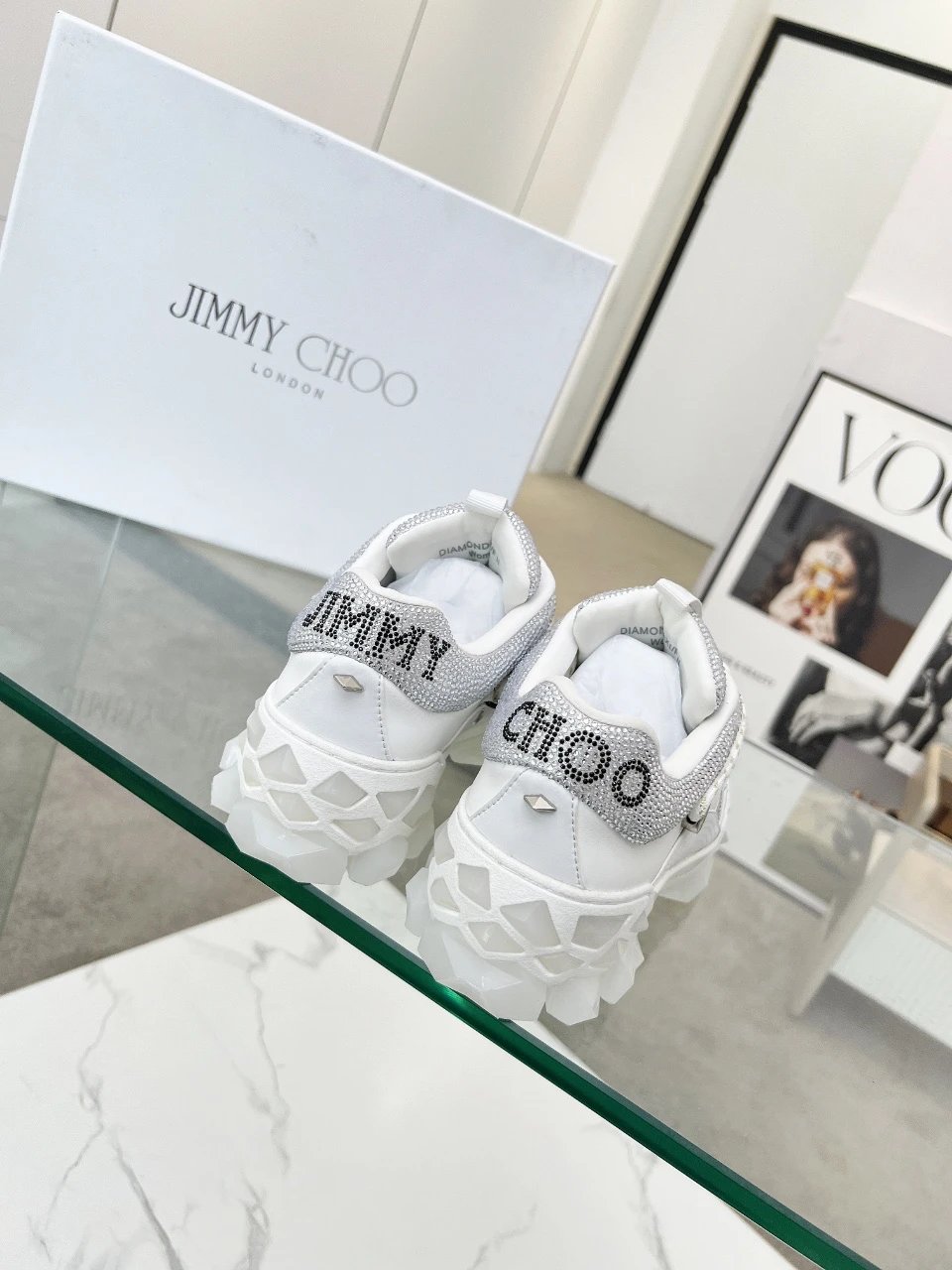 Jimmy Choo Diamond X II M Sneakers White Silver - Gallery Image 4 - Detailed View