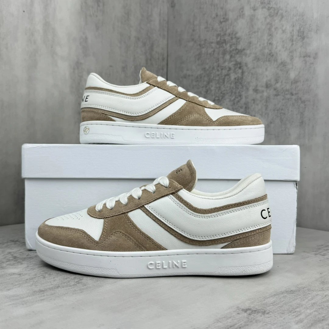 Unisex Low Top Skate Sneakers Leather Suede Warm Taupe - Gallery Image 9 - Detailed View