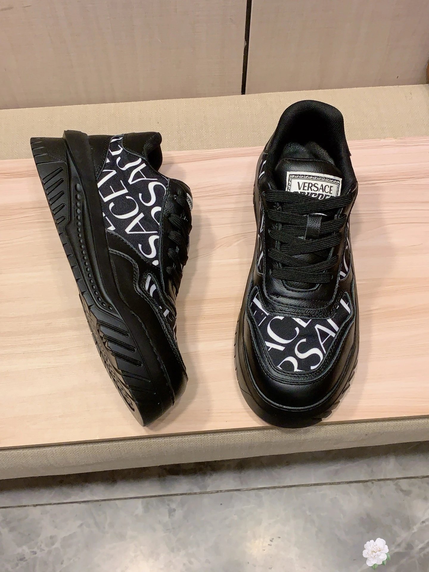 Chunky Leather Sneakers Ebony Black - Gallery Image 6 - Detailed View