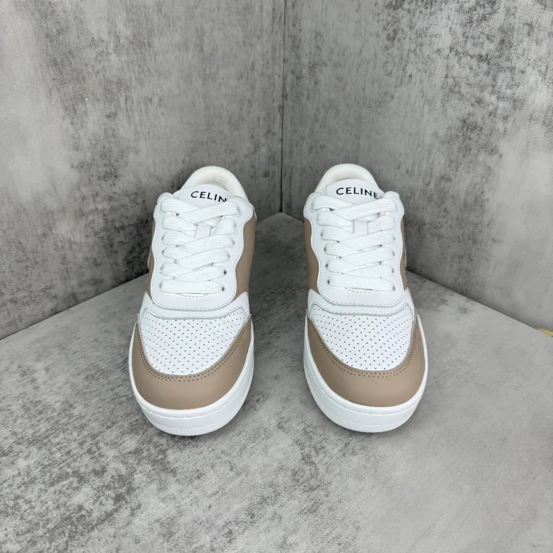 Retro Leather Runner Sneakers White Latte Beige - Gallery Image 4 - Detailed View