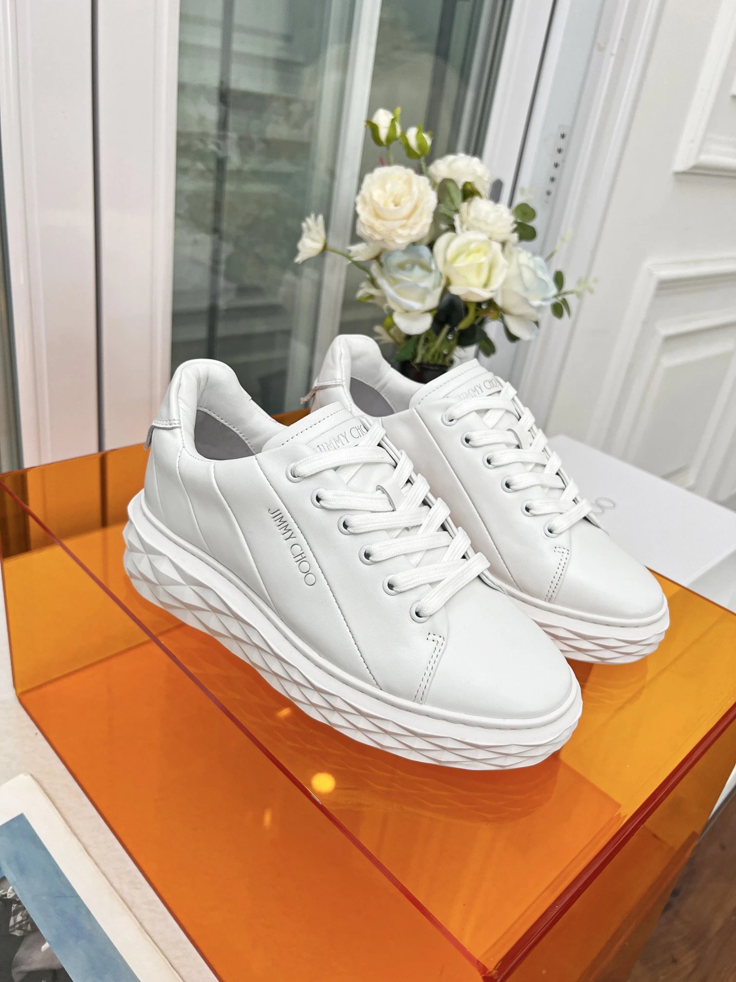 Jimmy Choo Diamond Sneakers White - High Quality Product Image - Cnfans