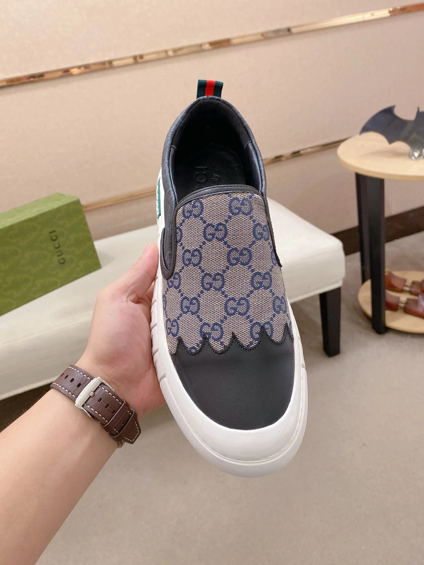 Gucci Slip-On Sneakers Grey - Gallery Image 2 - Detailed View