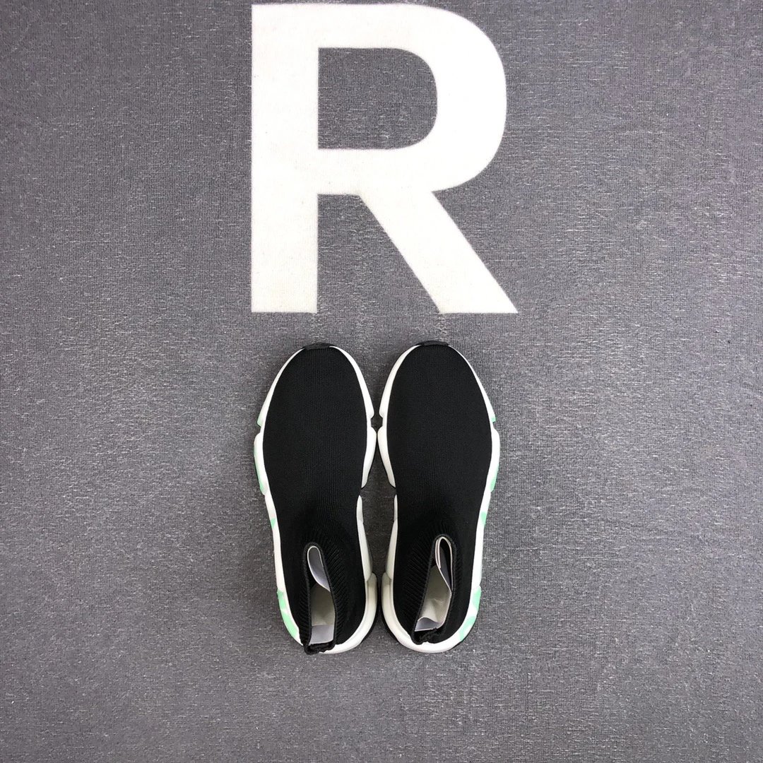 Unisex Knit Sock Sneakers with TPU Sole in Jet Black Mint - Gallery Image 6 - Detailed View