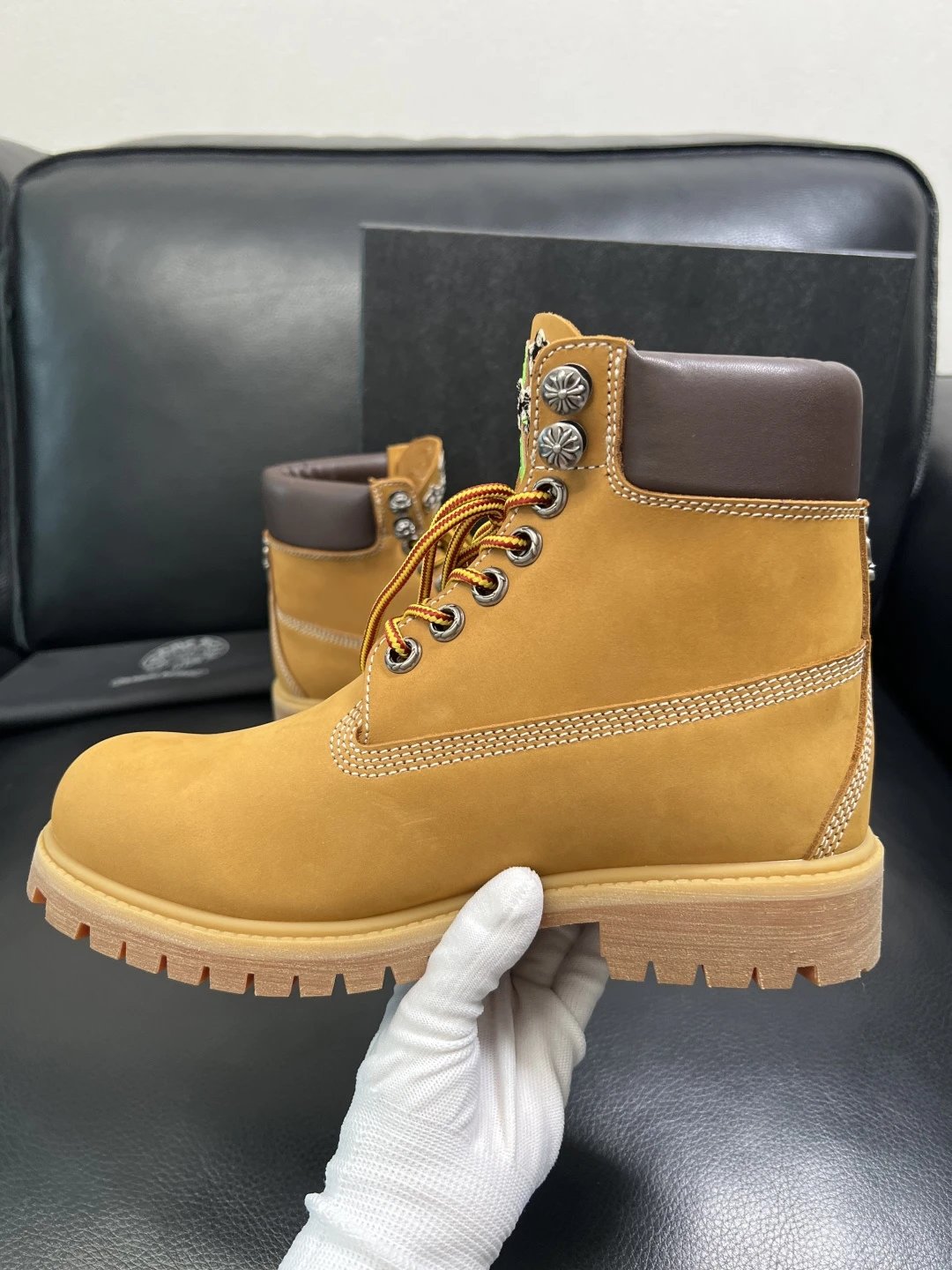 Luxury Leather Work Boots Amber - Gallery Image 5 - Detailed View