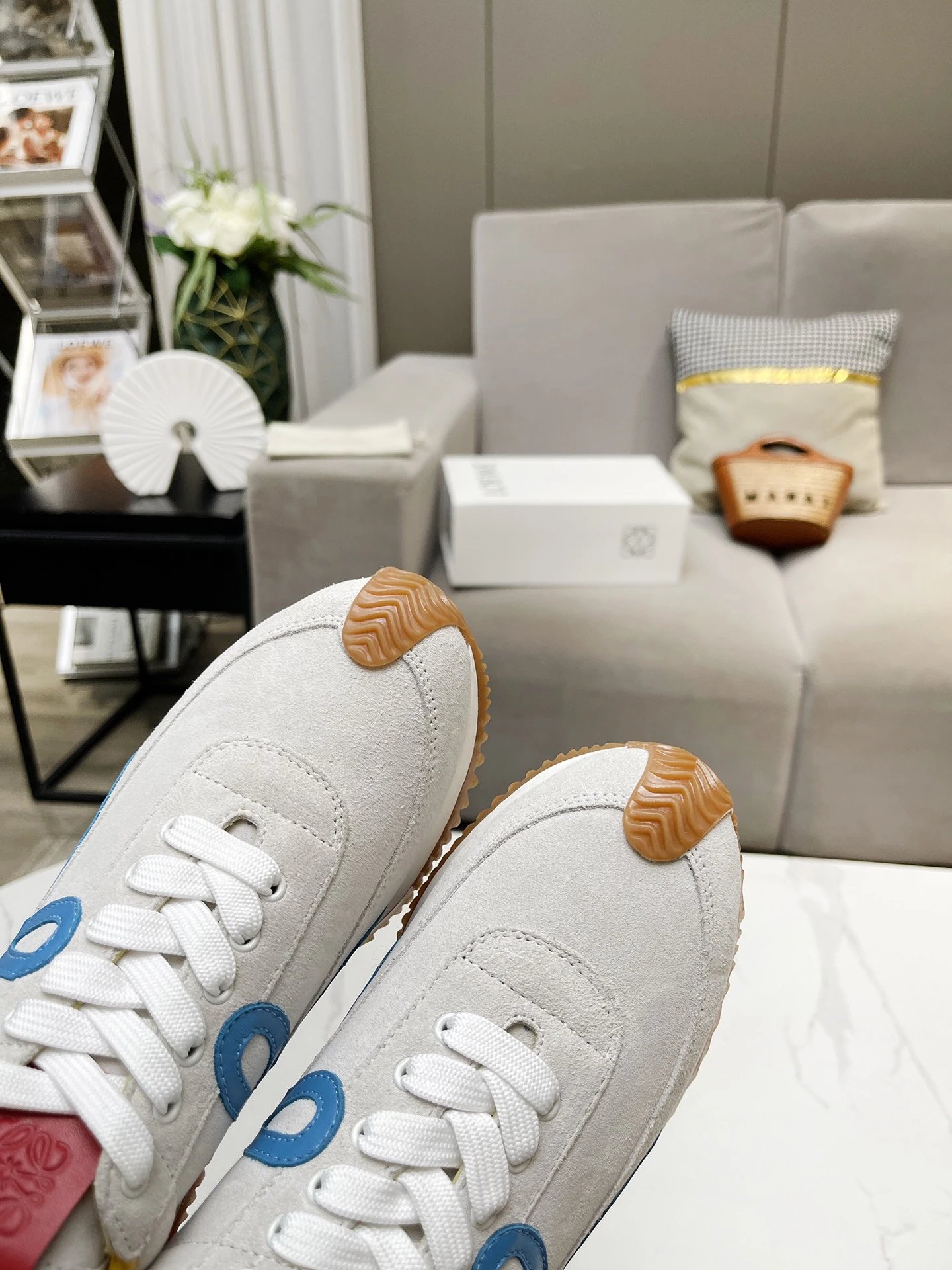 Loewe Hidden Heel Sneakers Grey Blue - Gallery Image 9 - Detailed View