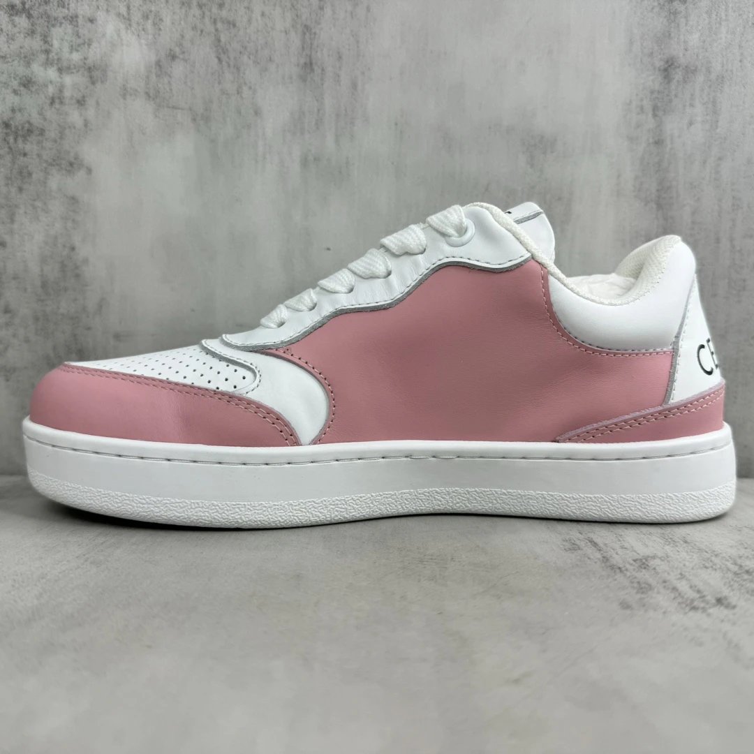 Low Top Leather Runner Sneakers Retro Pink White - Gallery Image 7 - Detailed View