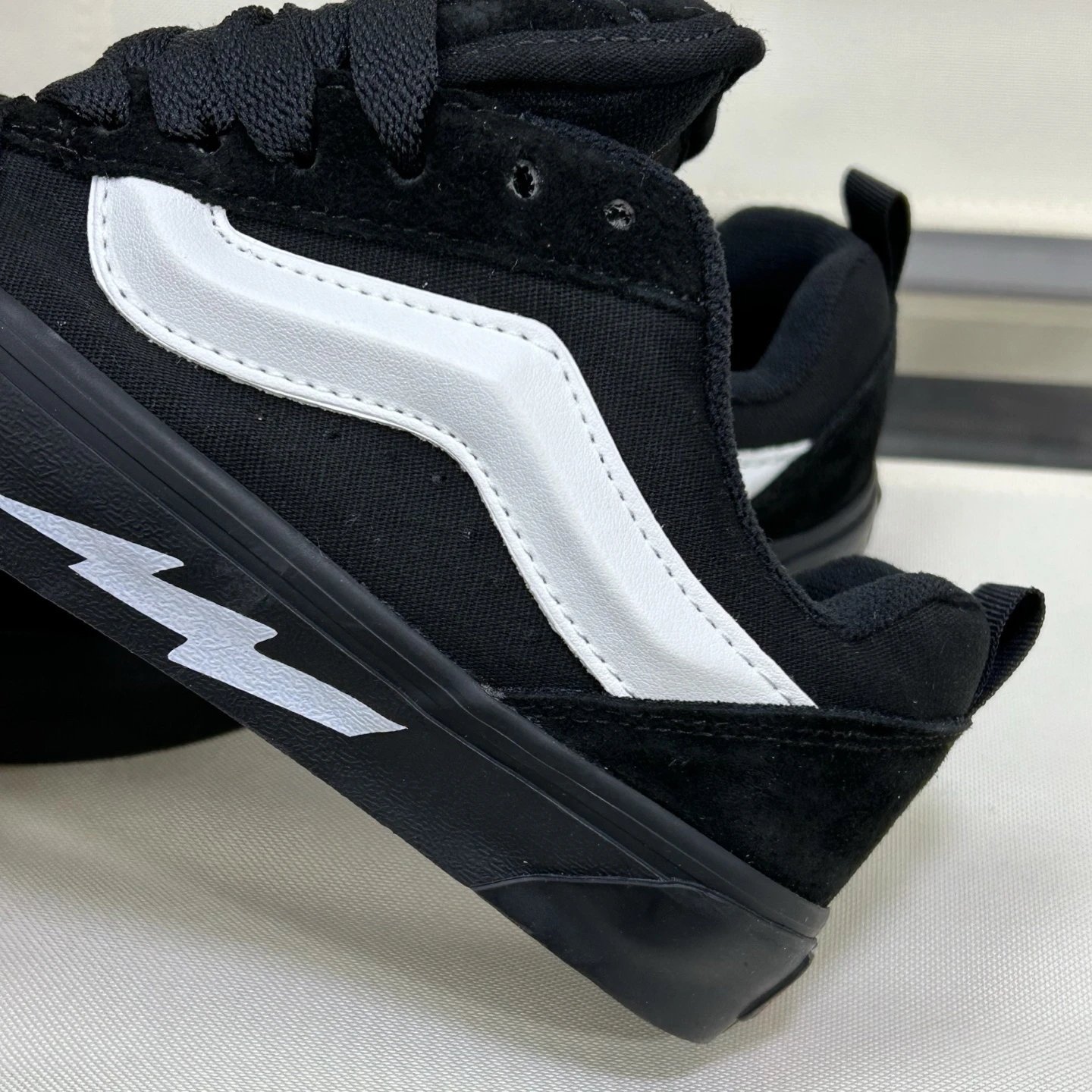 Knu Skool Low Top Skate Shoes Obsidian Black - Gallery Image 5 - Detailed View