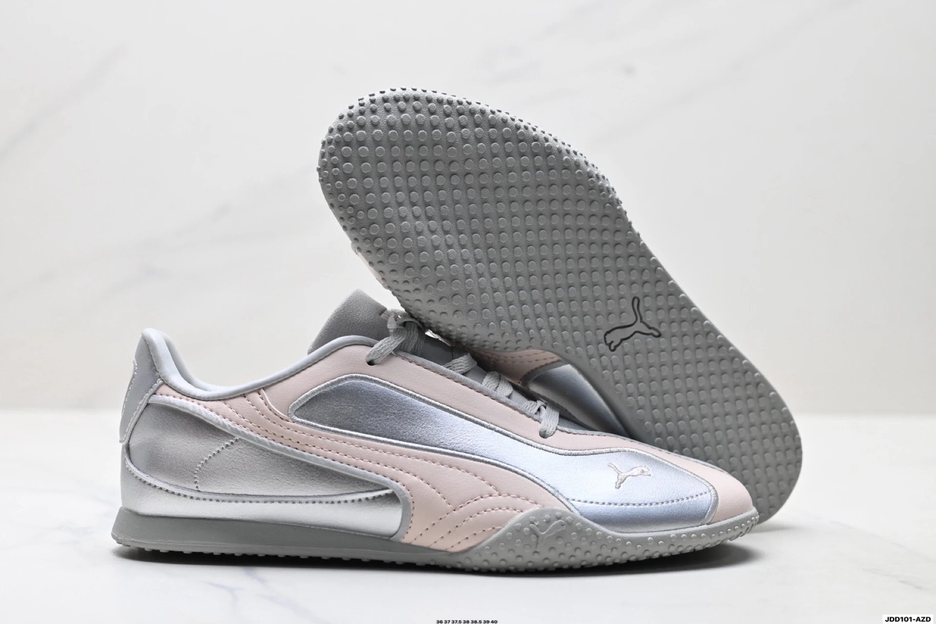 PUMA Bella V2 Leather Sneakers Pink Grey - Gallery Image 5 - Detailed View