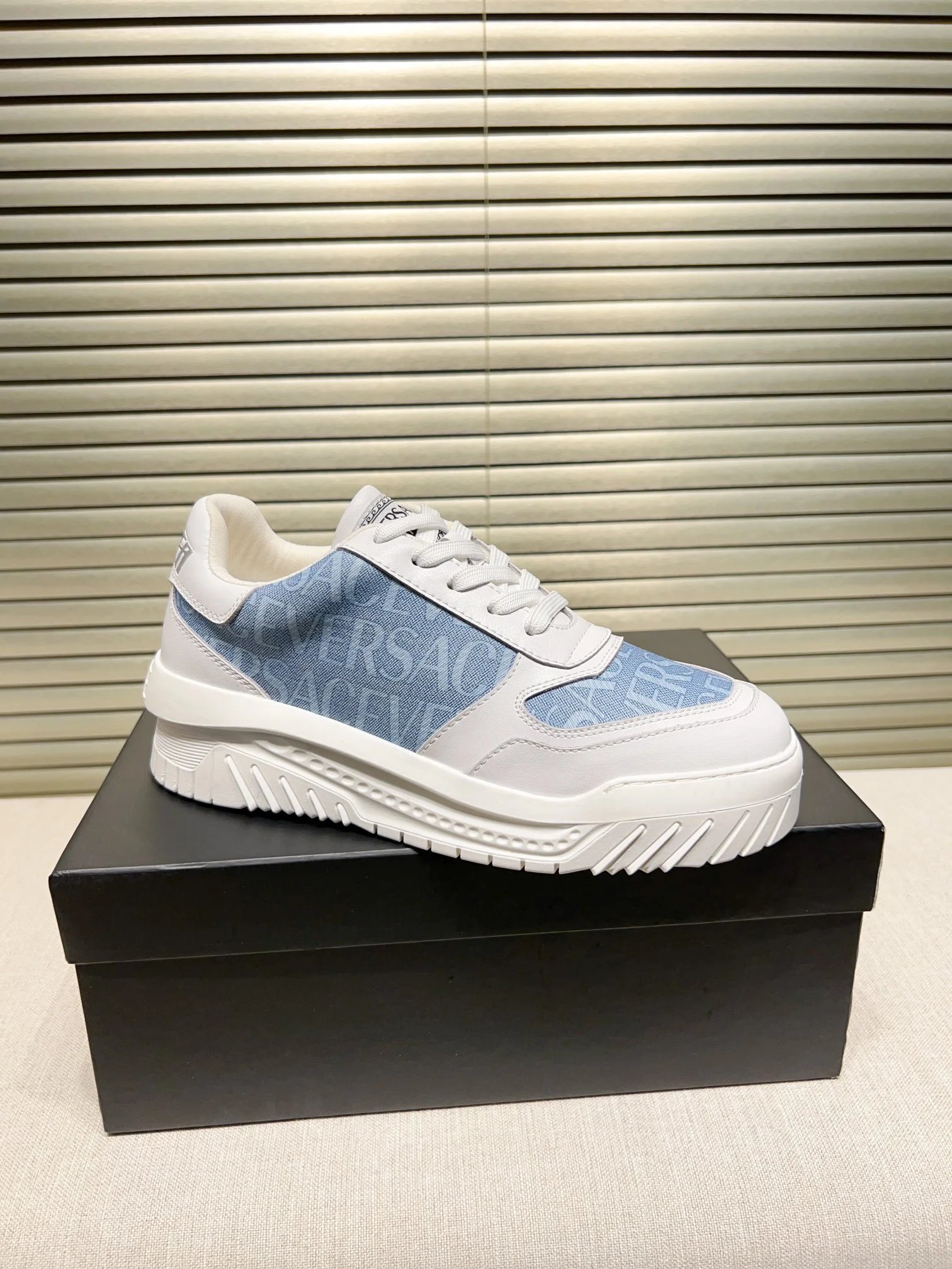 Grace Labyrinth Leather Sneakers Ice Blue - Related Product - Cnfans