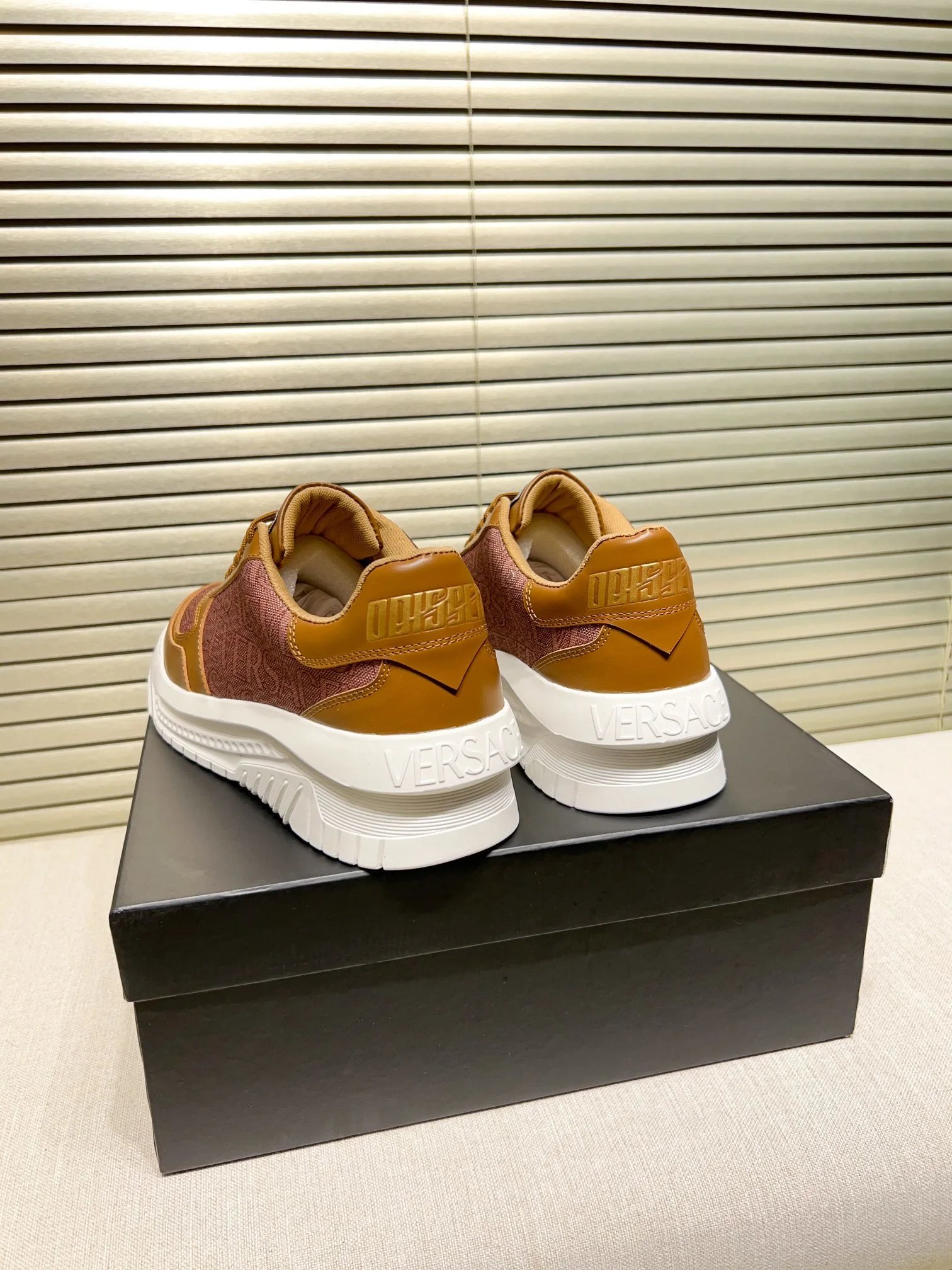 Grace Labyrinth Knit Sneakers Amber Brown - Gallery Image 3 - Detailed View