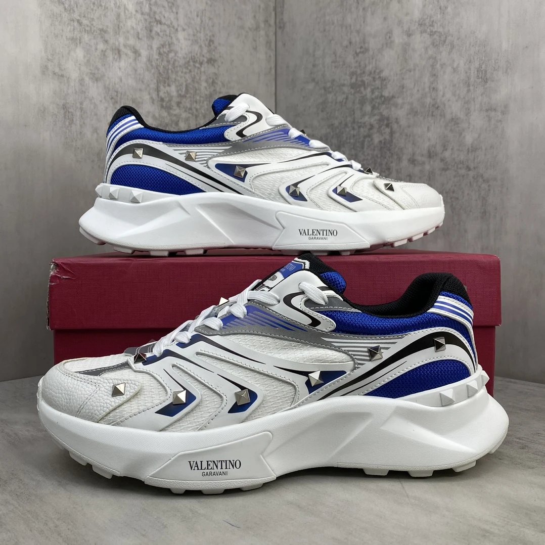 Chunky Leather Running Sneakers White Sapphire - Gallery Image 9 - Detailed View