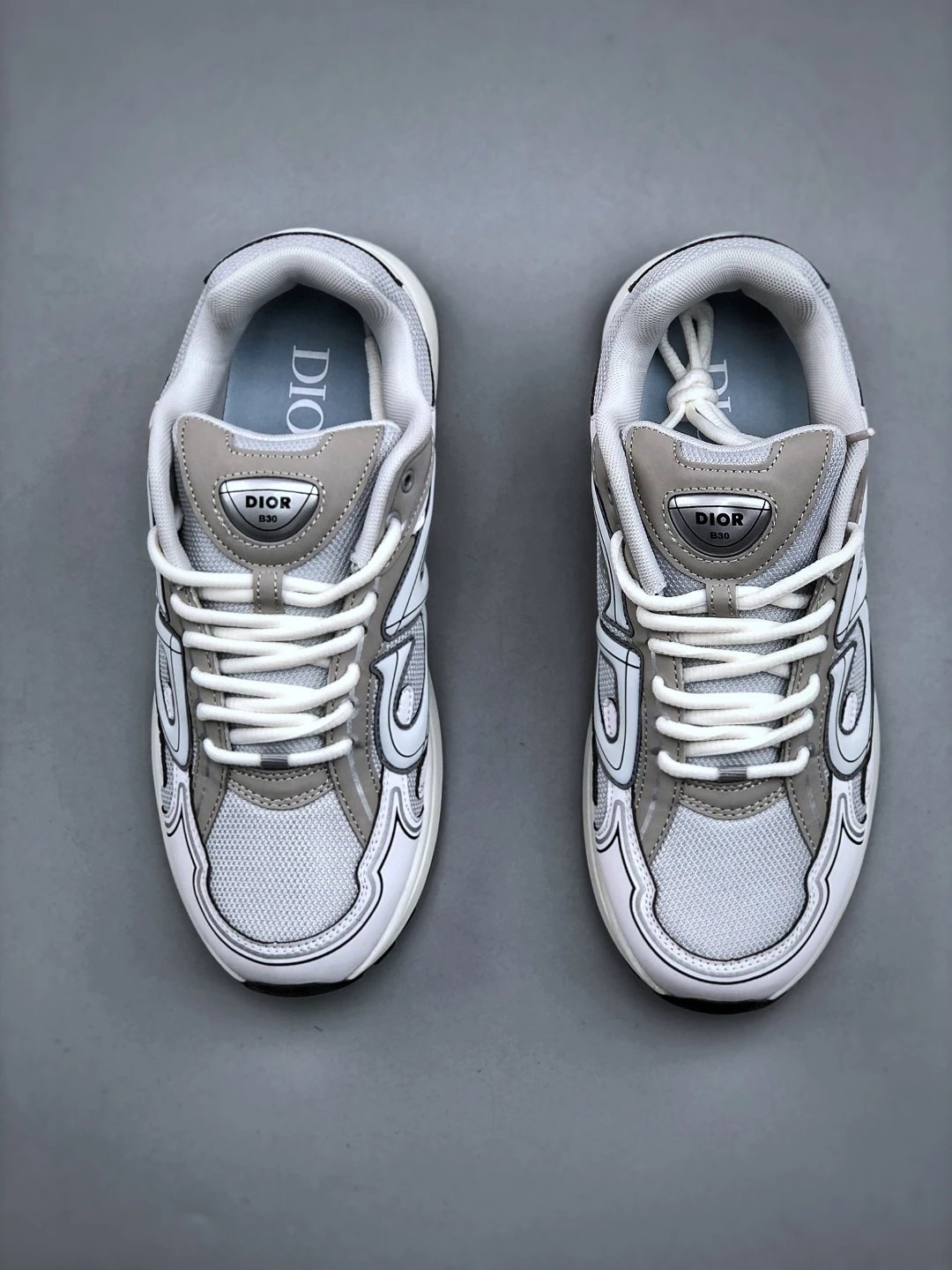 B30 Dad Sneakers Mesh Leather Retro Grey - Gallery Image 5 - Detailed View