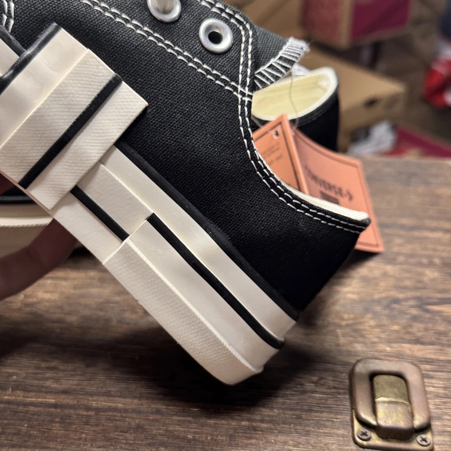 Canvas Low Top Sneakers Vintage Black - Gallery Image 6 - Detailed View