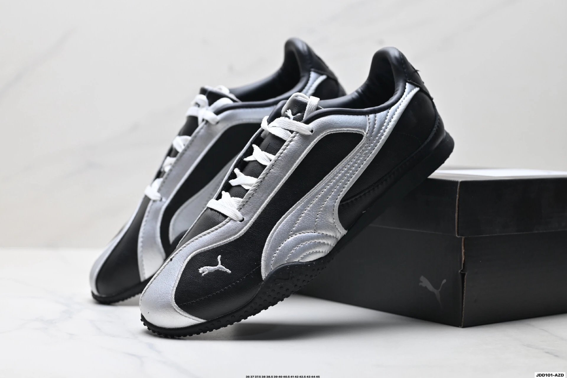 PUMA Bella V2 Leather Sneakers Black Silver - Gallery Image 8 - Detailed View