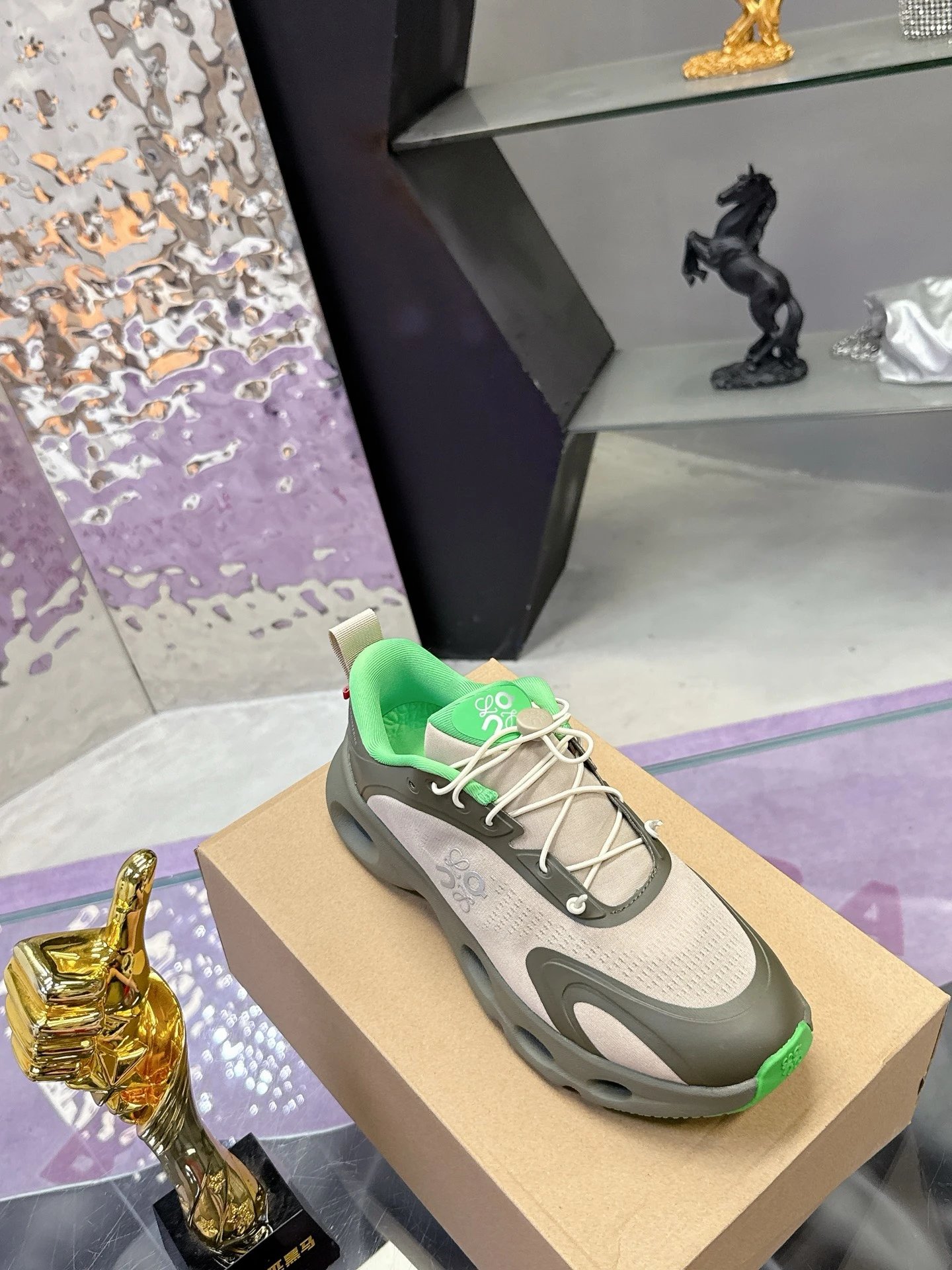 Loewe x On 3.0 Cloudventure Sneakers Olive-Green - Gallery Image 6 - Detailed View