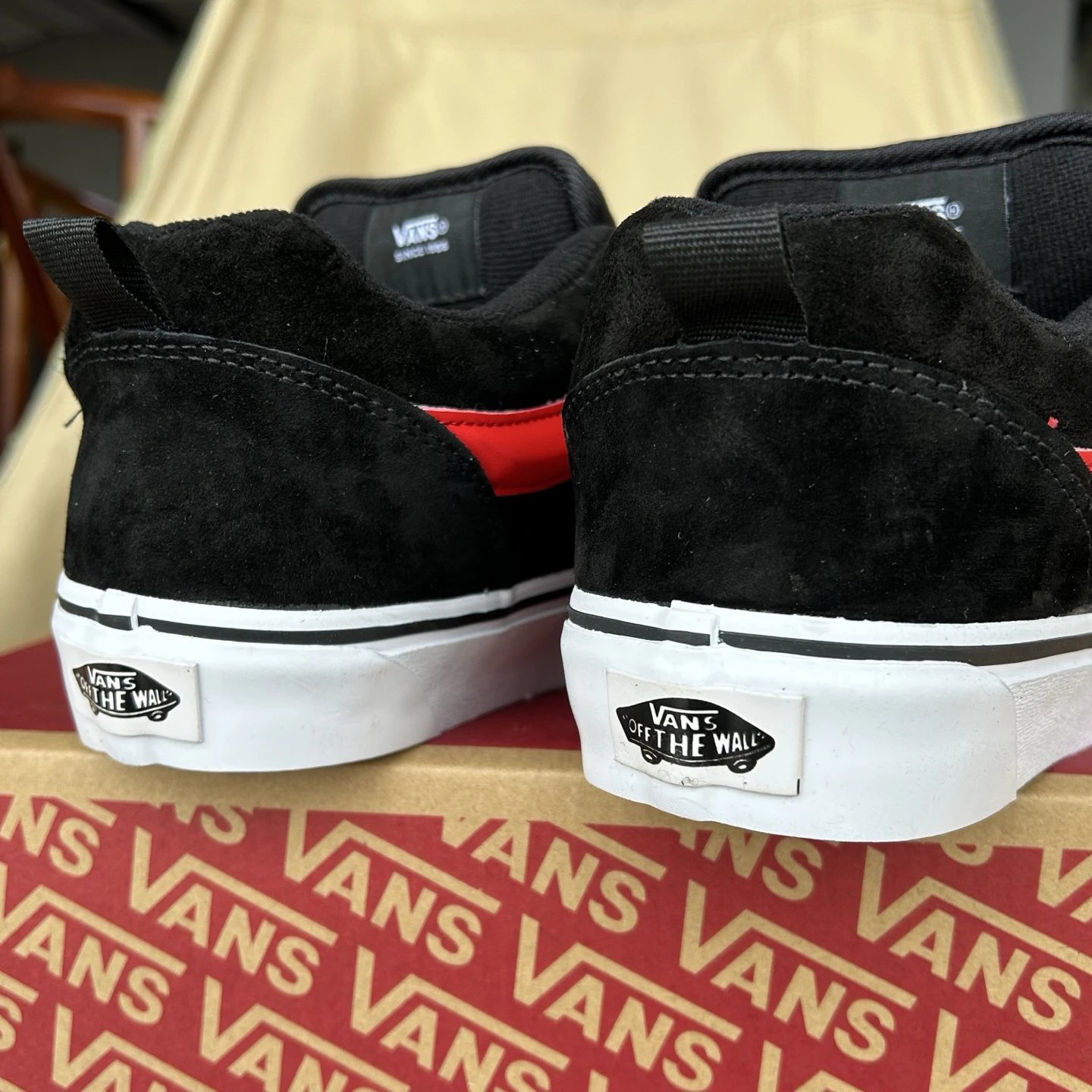 Low Top Skate Sneakers Suede Black Flame Orange - Gallery Image 6 - Detailed View