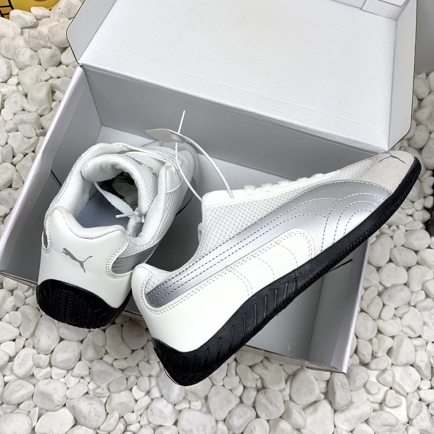 Puma Mesh Sneakers White Grey - Gallery Image 4 - Detailed View
