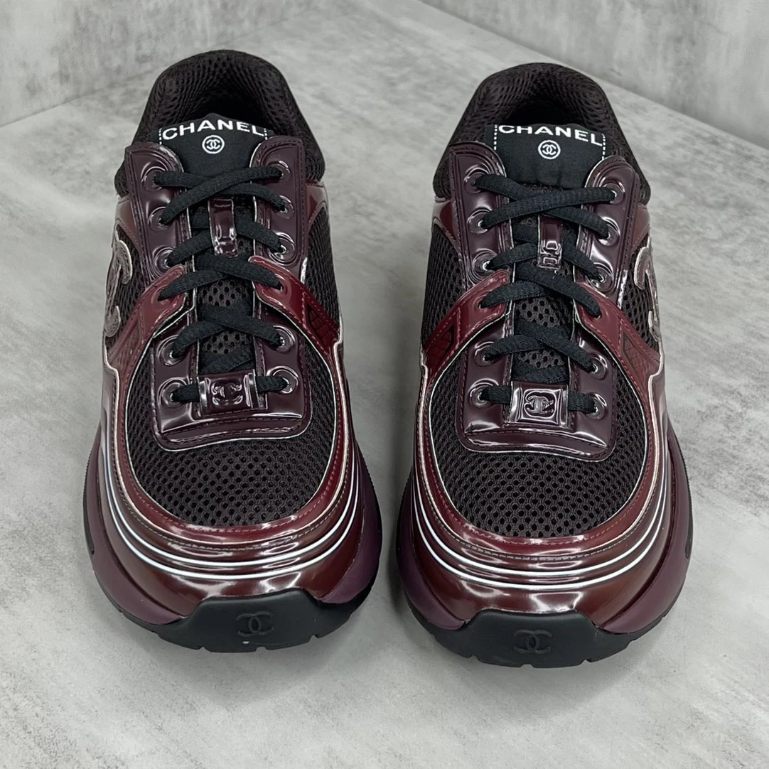 Spring Resort Leather Mesh Sneakers Burgundy - Gallery Image 4 - Detailed View