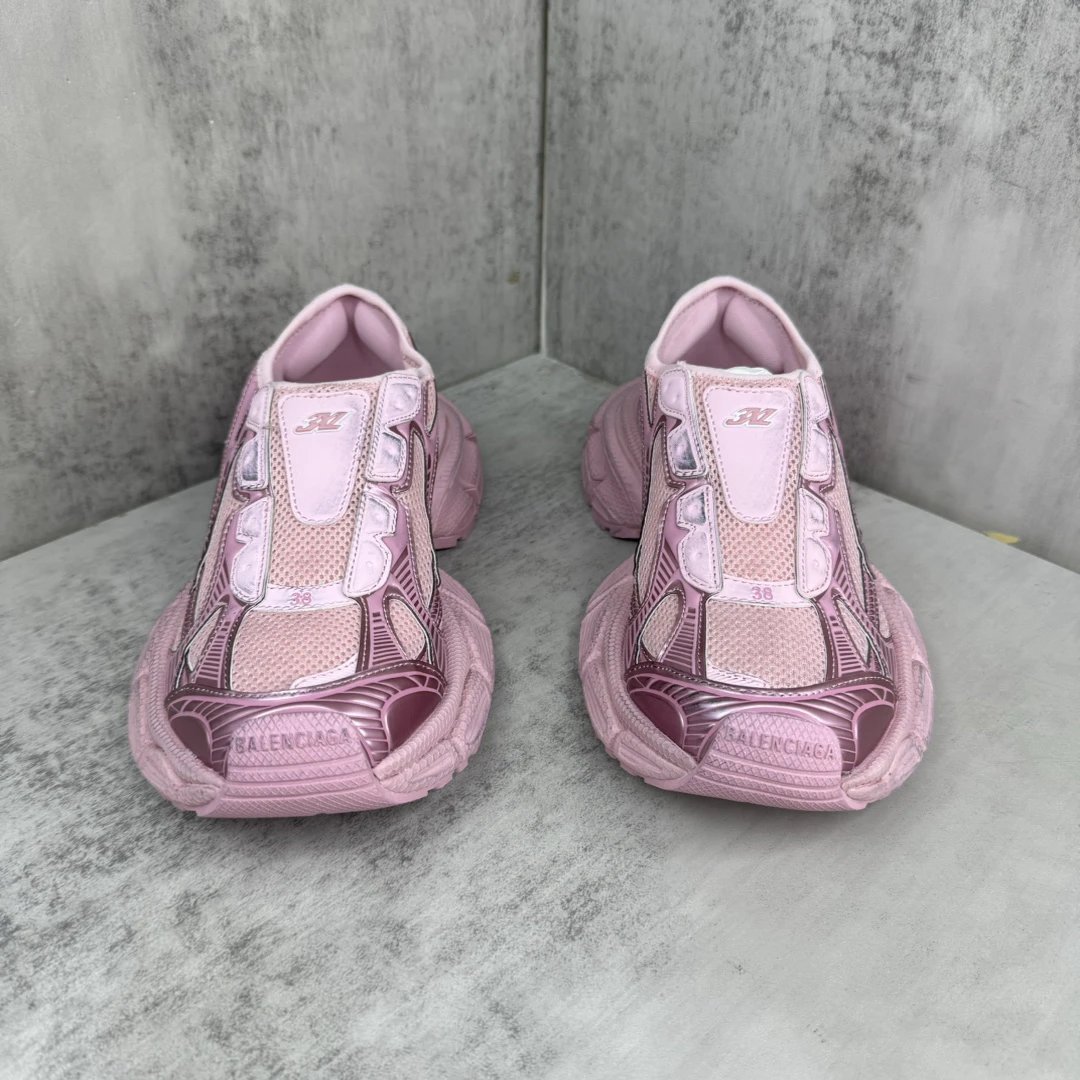 Chunky Mesh Slip On Sneakers Street Style Rose Pink - Gallery Image 4 - Detailed View