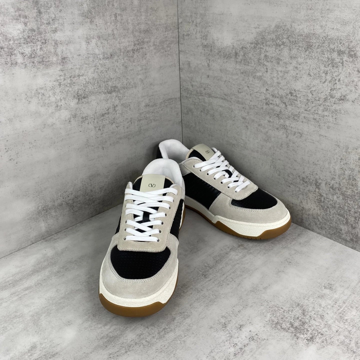 Joie de Jouer Suede Leather Sneakers Ivory Black - Gallery Image 2 - Detailed View