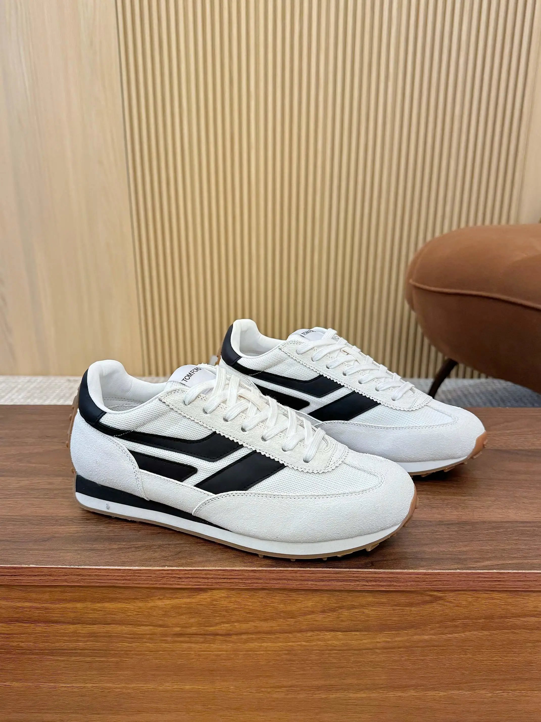 Retro Suede Mesh Sneakers Ivory Black - Gallery Image 2 - Detailed View