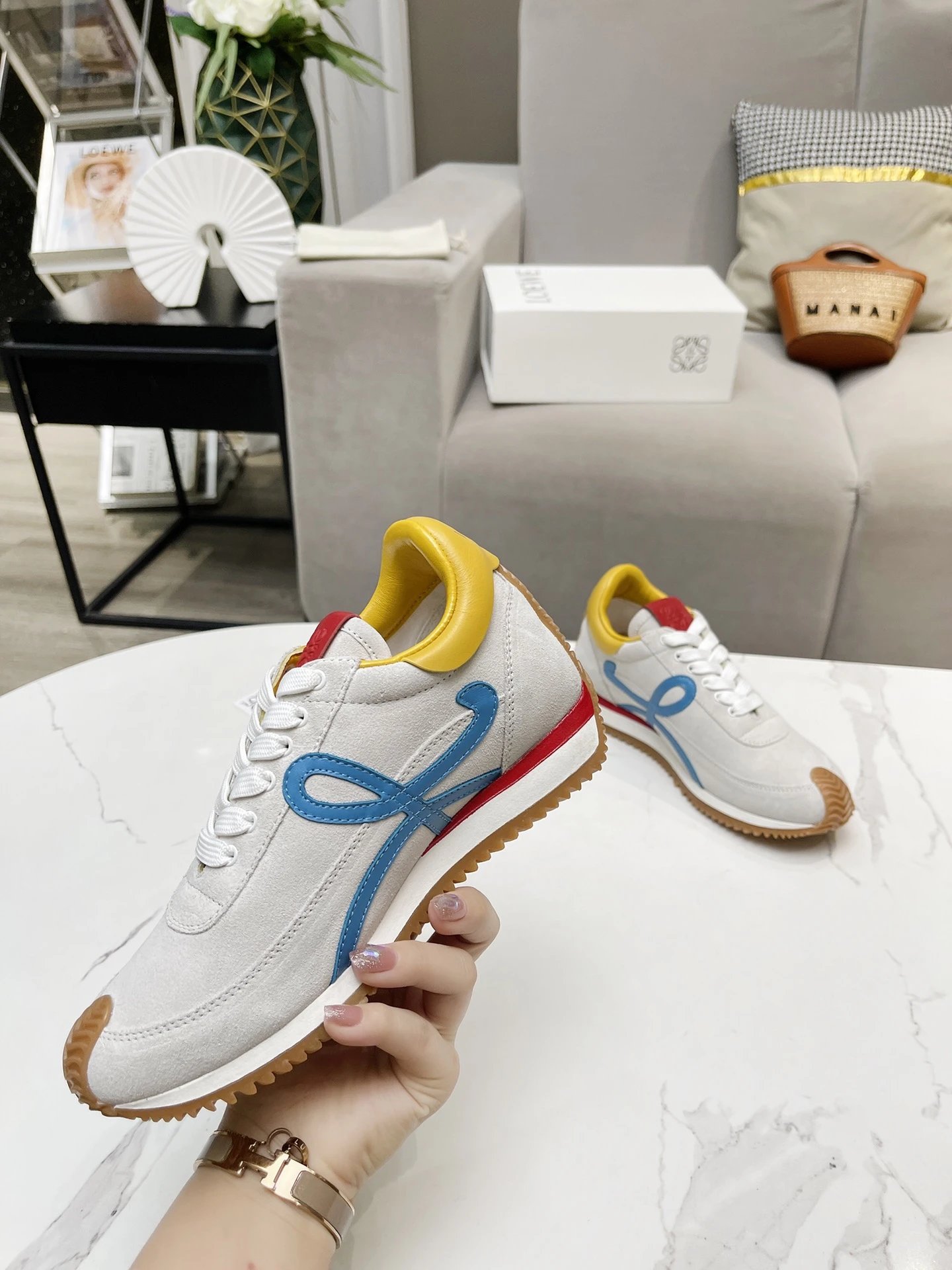 Loewe Hidden Heel Sneakers Grey Blue - Gallery Image 6 - Detailed View