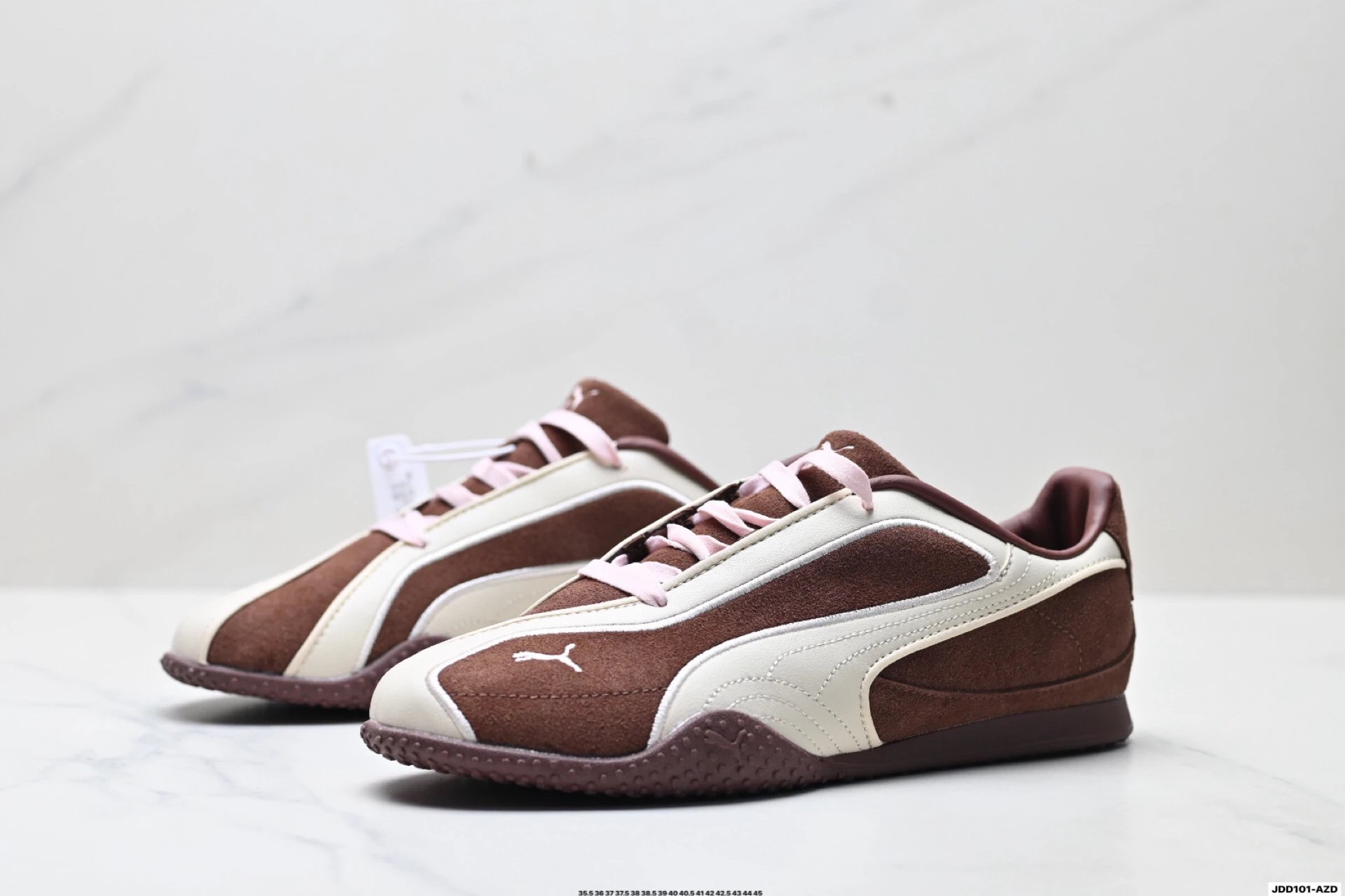 PUMA Bella V2 Leather Sneakers Brown White - Gallery Image 4 - Detailed View