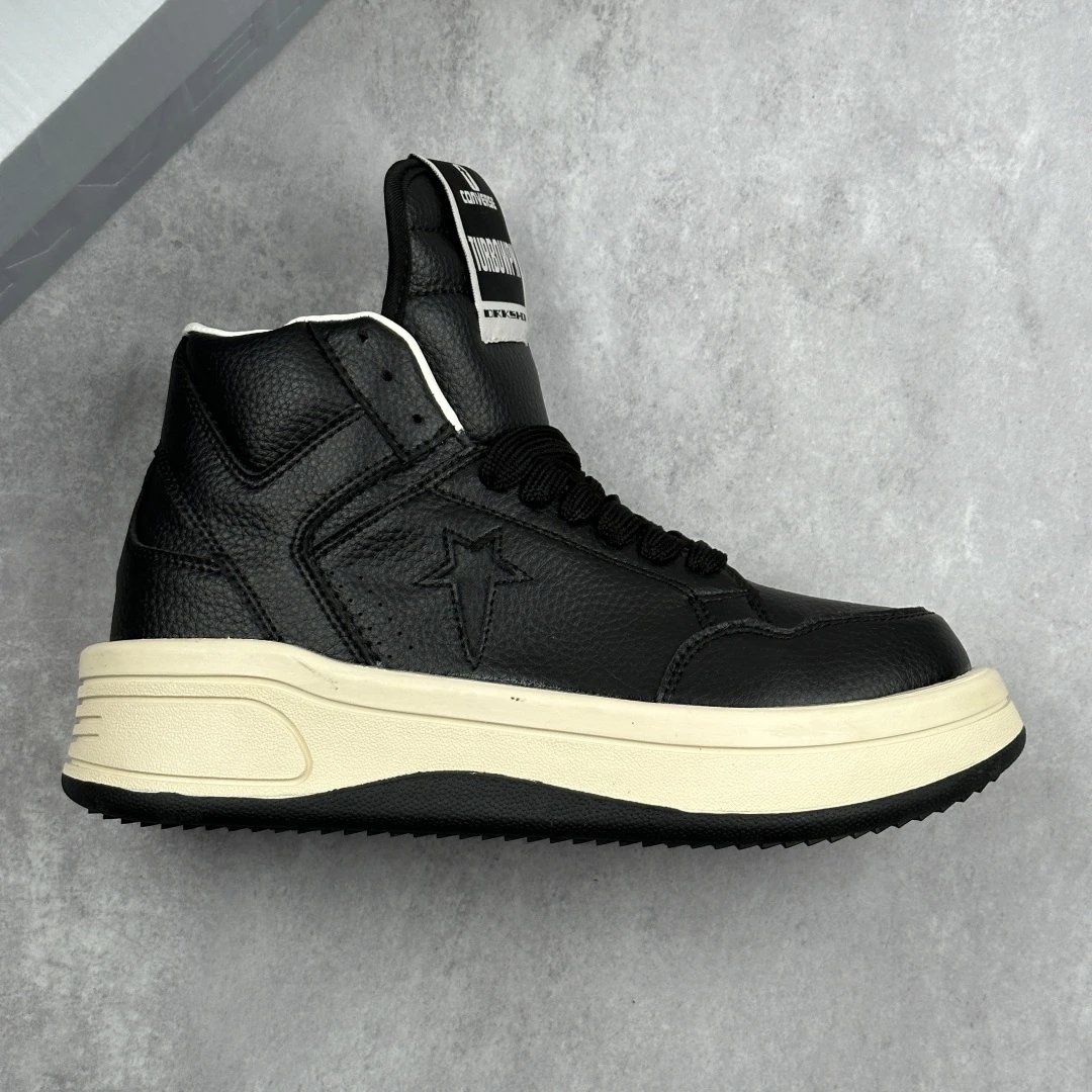 Vintage Leather High Top Sneakers Ebony Black - Gallery Image 1 - Detailed View