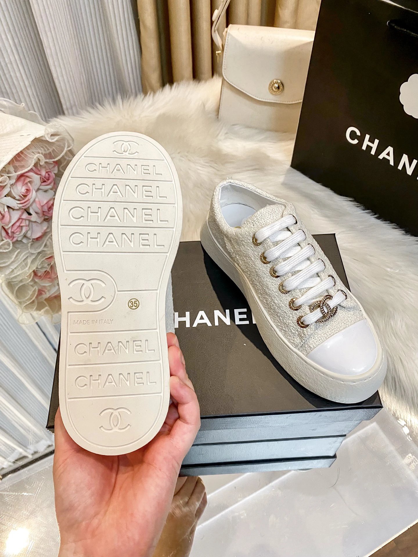 Chanel White Woven Sneakers - Gallery Image 5 - Detailed View
