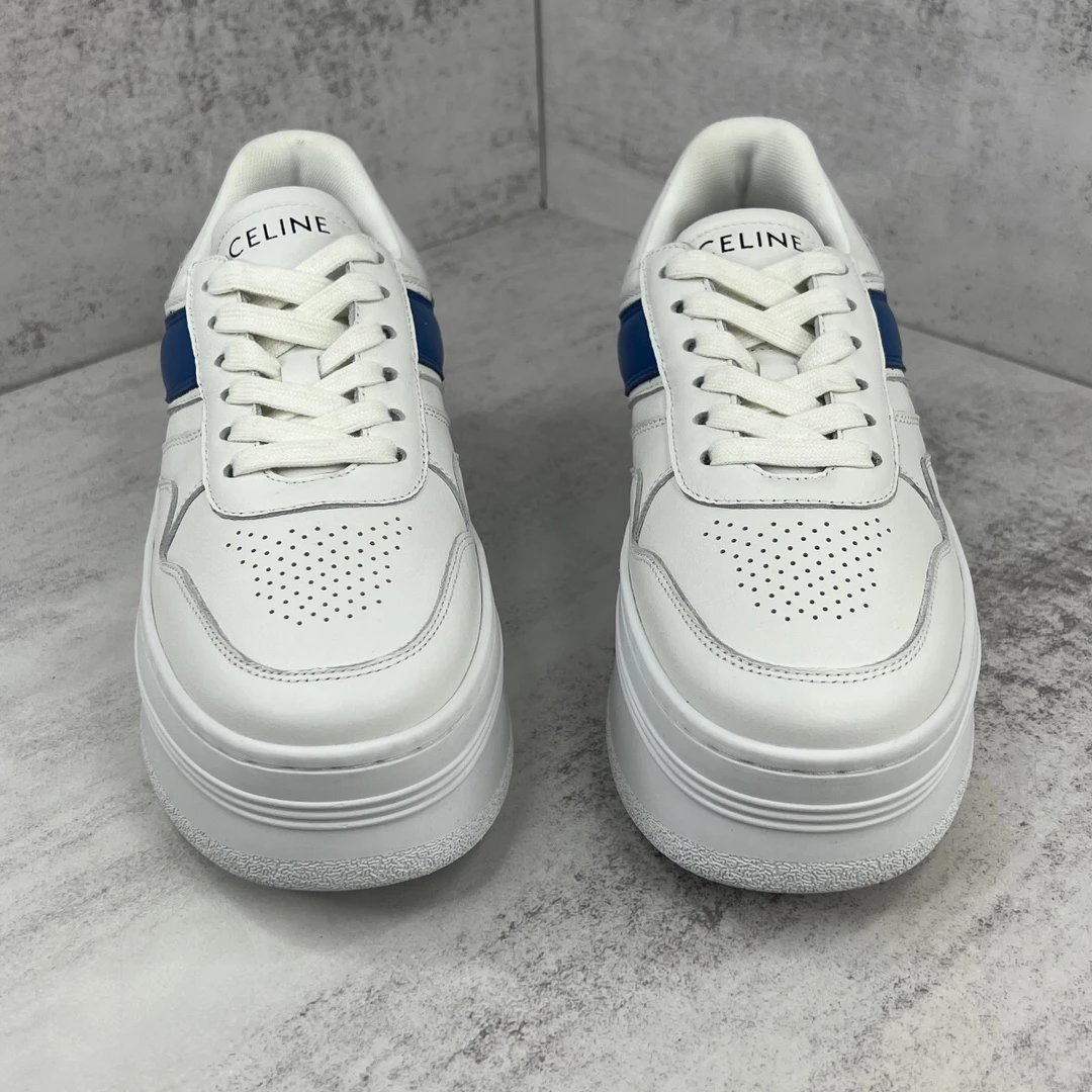 Chunky Platform Leather Sneakers Summer Biscuit Blue - Gallery Image 4 - Detailed View