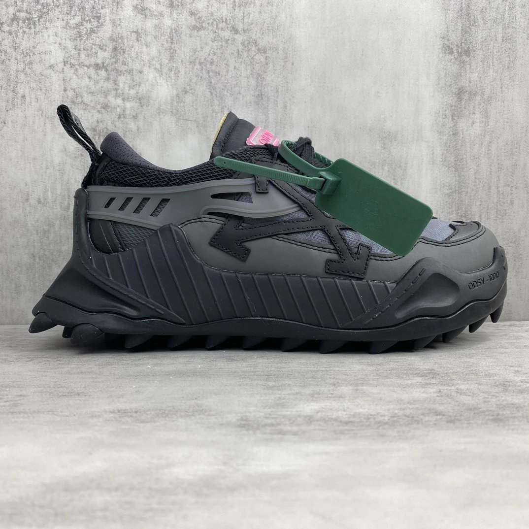 Trail Sneakers Leather Oxford Fabric EVA Sole Charcoal Black - Gallery Image 6 - Detailed View