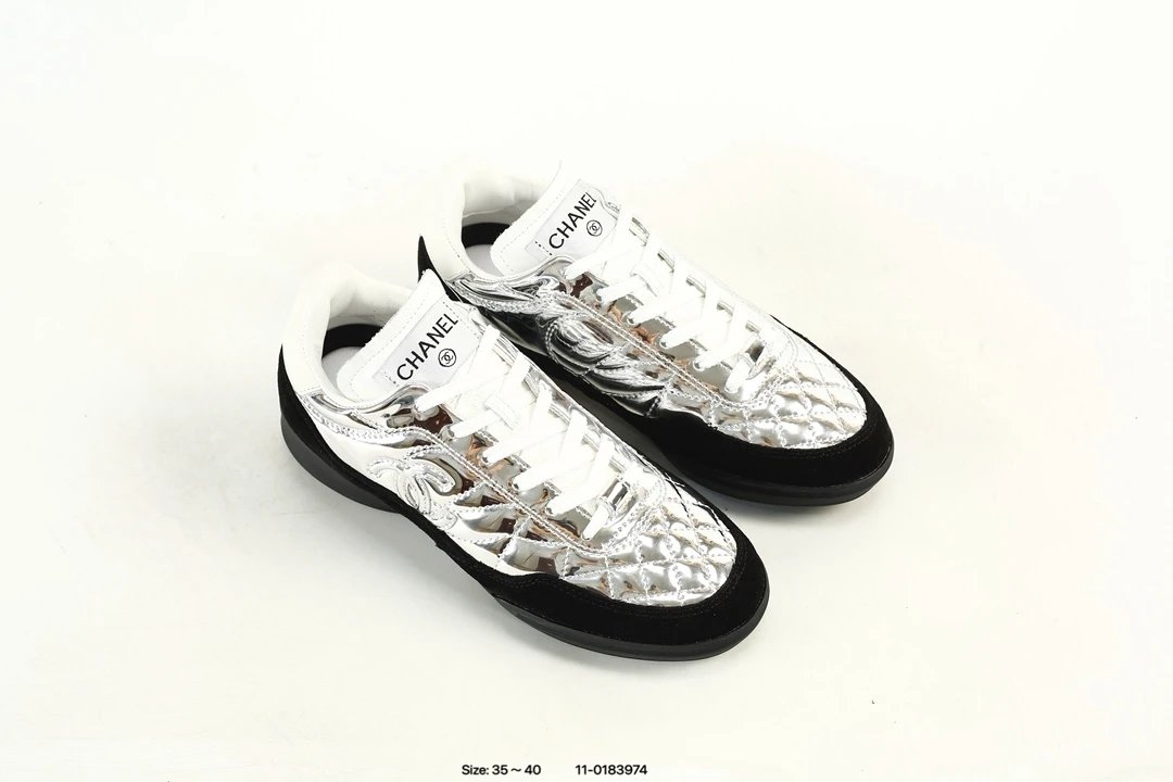 Luxury Calfskin Low Top Sneakers Metallic Silver - Gallery Image 8 - Detailed View