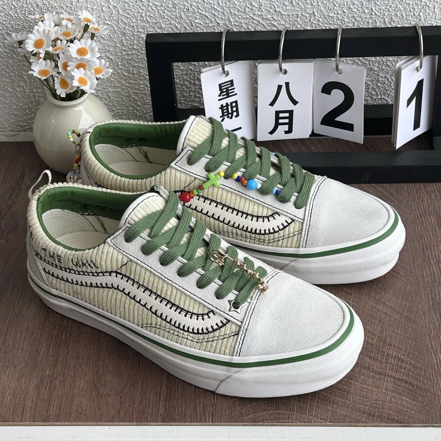 Vans Old Skool Crystal Sole Beige Green - Vans - Cnfans - $36.77