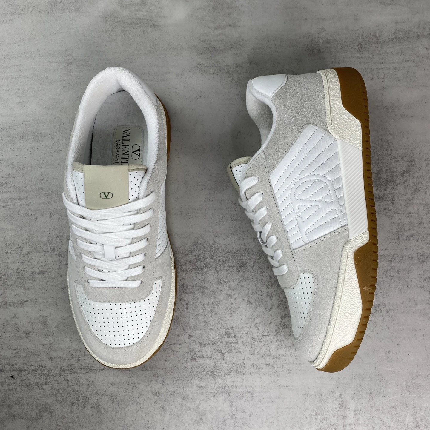 Joie de Jouer Leather Sneakers Ivory White - Gallery Image 3 - Detailed View