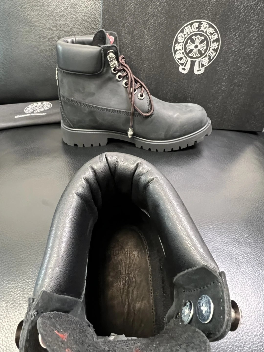 Luxury Leather Cross Boots Onyx Black - Gallery Image 7 - Detailed View