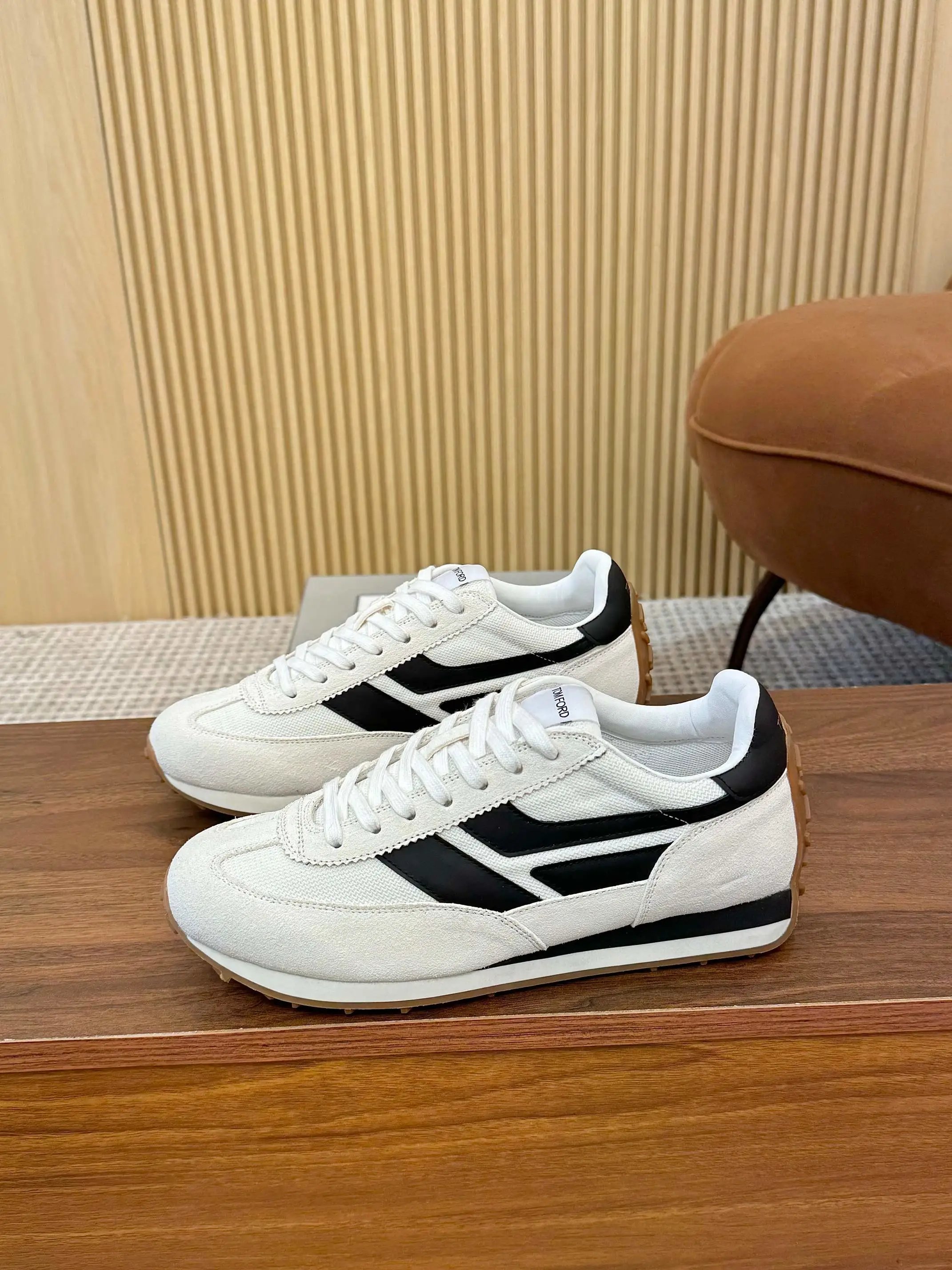 Retro Suede Mesh Sneakers Ivory Black - Gallery Image 3 - Detailed View