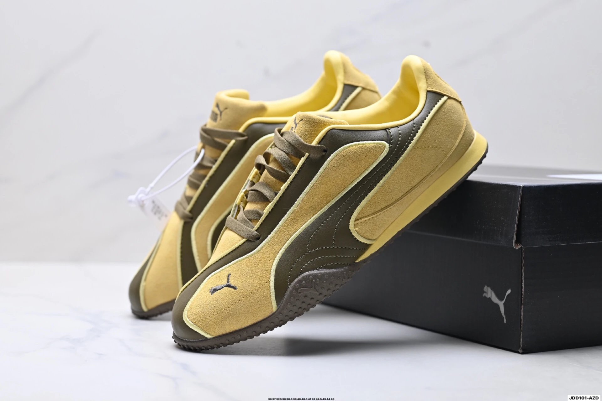 PUMA Bella V2 Leather Snealers Yellow Brown - Gallery Image 8 - Detailed View