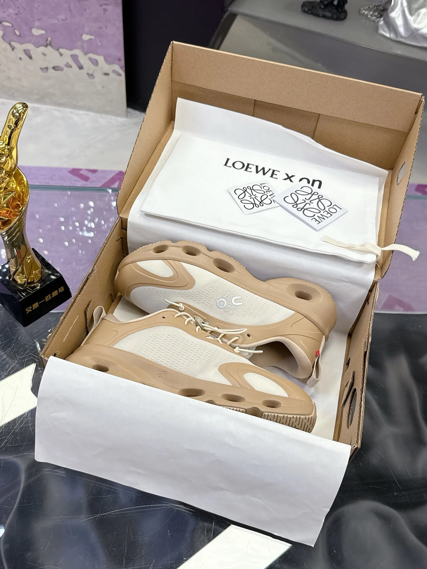 Loewe x On 3.0 Cloudventure Sneakers White Brown - Gallery Image 3 - Detailed View