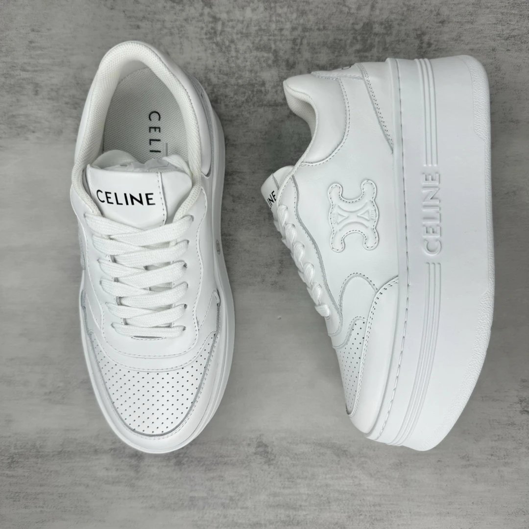 Platform Leather Sneakers Breathable High Top Ivory White - Gallery Image 3 - Detailed View