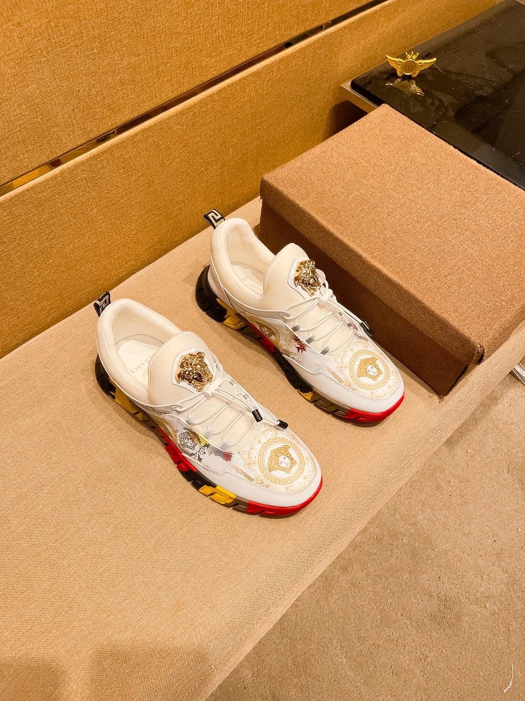 Baroque Leather Sneakers Multicolor Trim - Gallery Image 5 - Detailed View