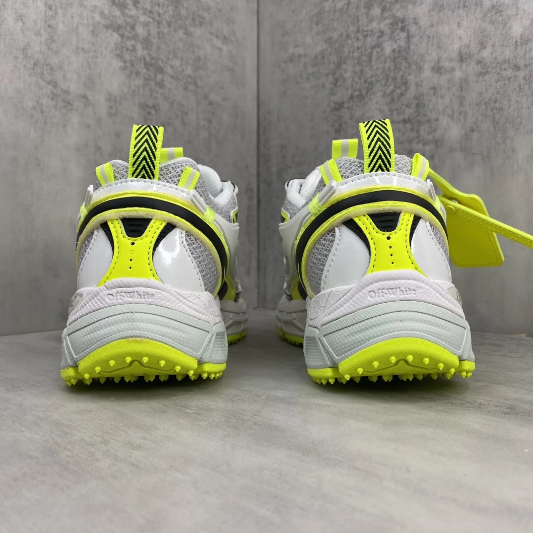 Mesh Leather Running Sneakers with EVA Sole Neon Yellow - Gallery Image 5 - Detailed View