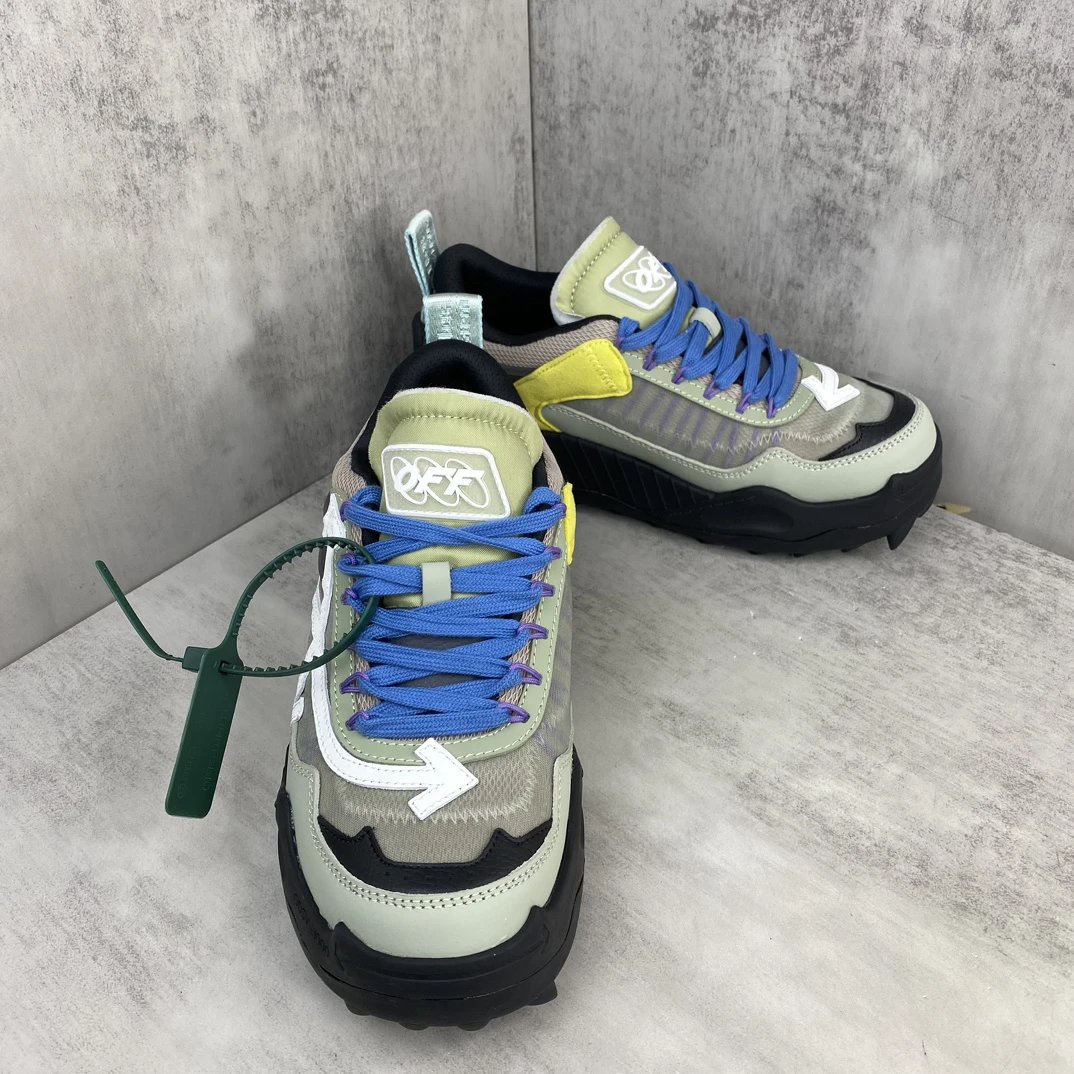 Trail Sneakers Leather Oxford Mesh EVA Sole Sage Green - Gallery Image 2 - Detailed View