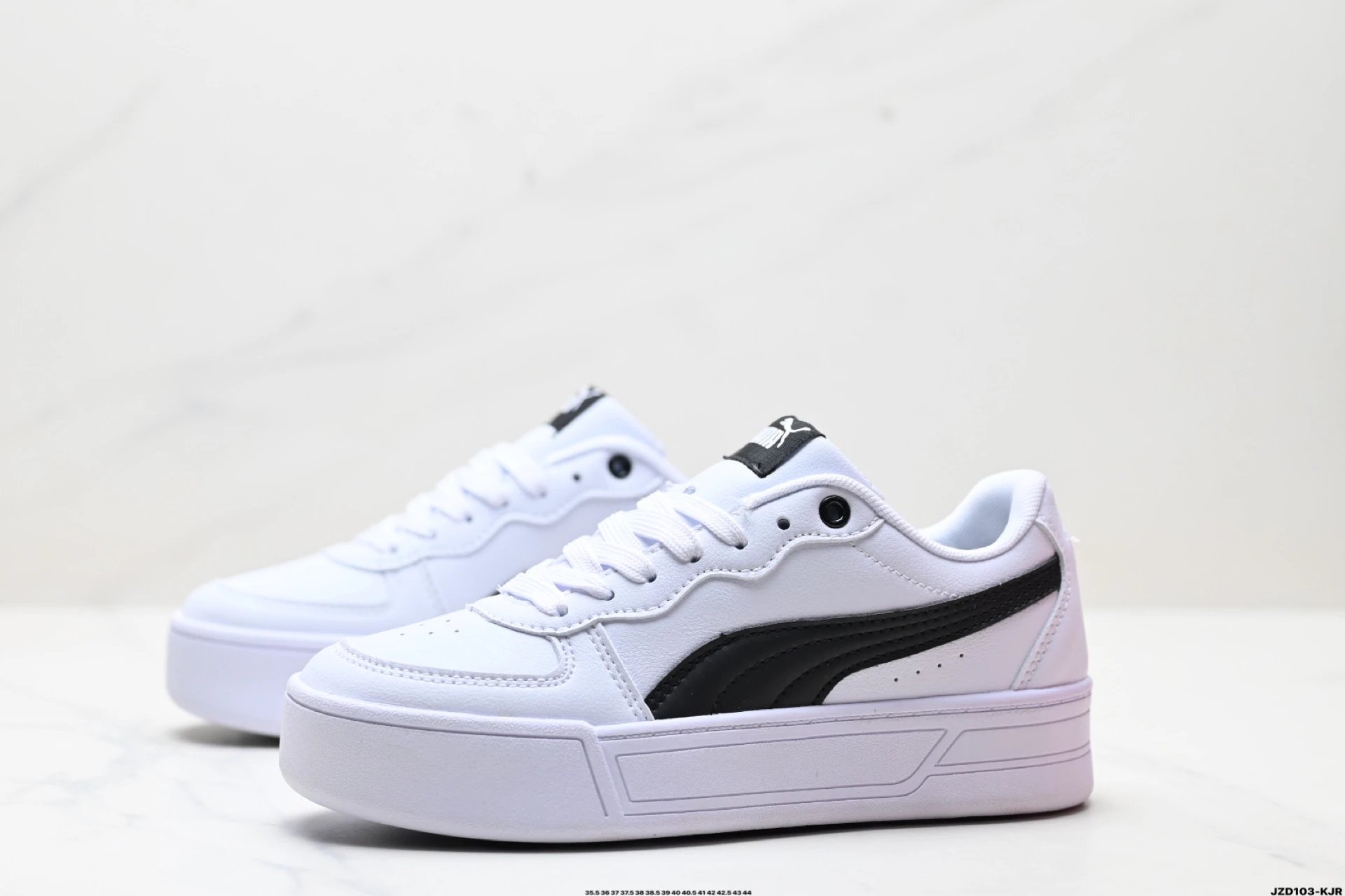 Puma Skye Leather Sneakers White Black - Gallery Image 4 - Detailed View