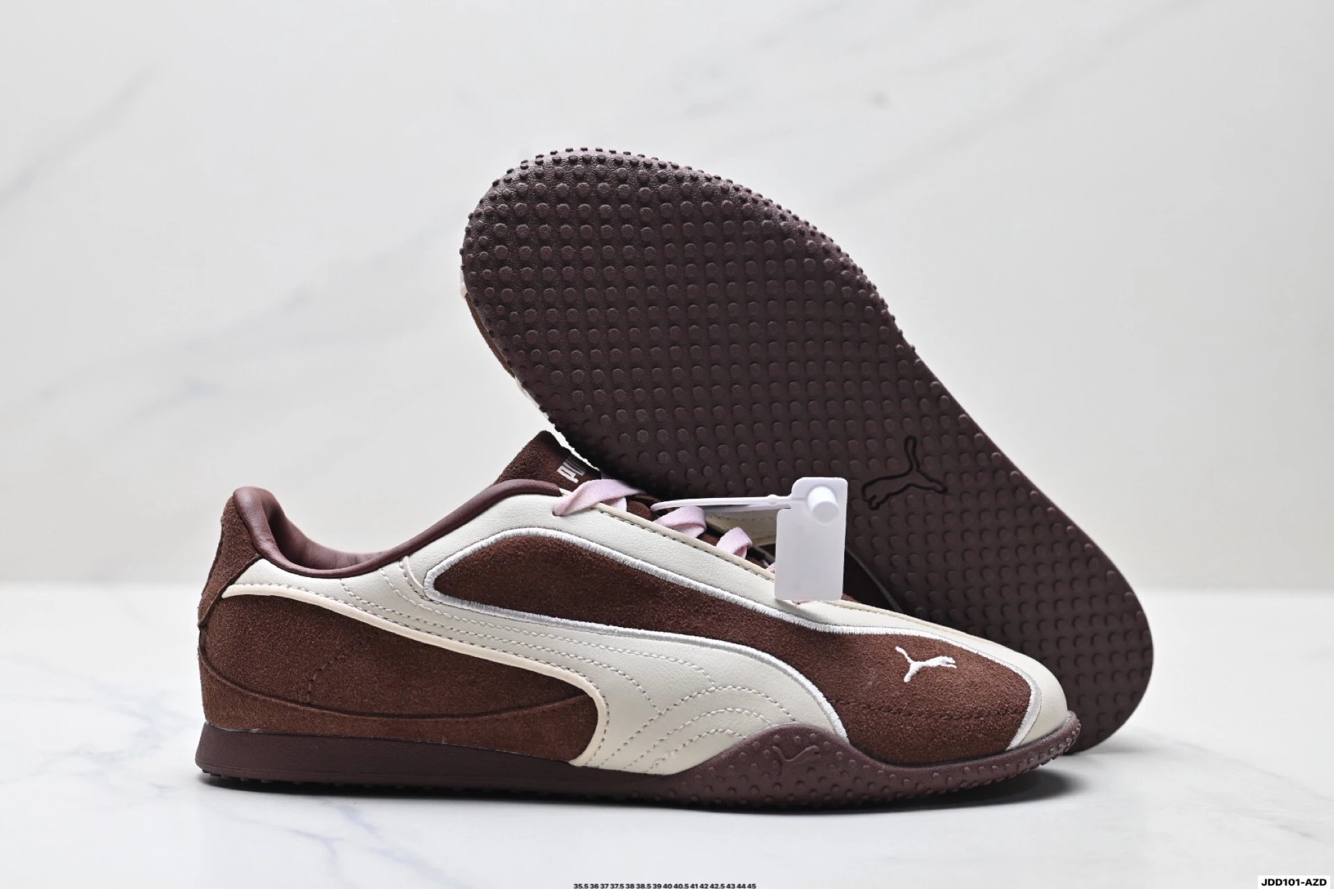 PUMA Bella V2 Leather Sneakers Brown White - Gallery Image 5 - Detailed View