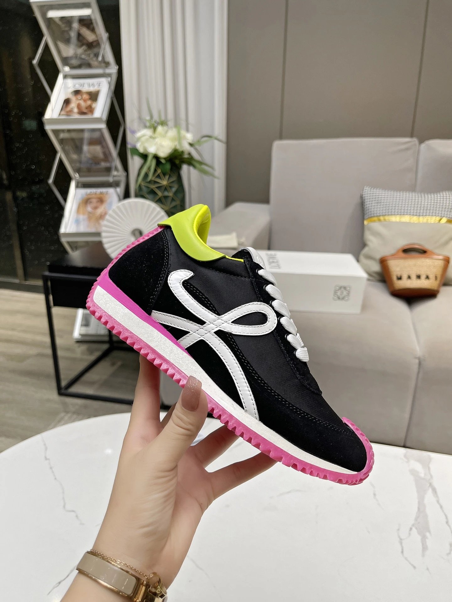 Loewe Hidden Heel Sneakers Black White - High Quality Product Image - Cnfans