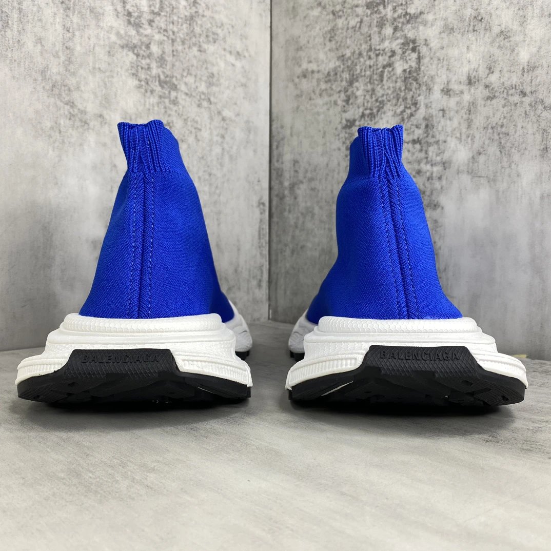 Chunky Knit Sock Sneakers Retro Sport Shoes Azure Blue - Gallery Image 5 - Detailed View